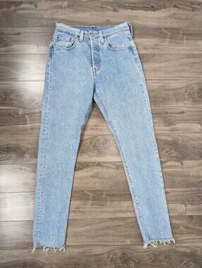 Levi's Women's Jeans 501 Skinny Light Wash Raw Hem Size 25